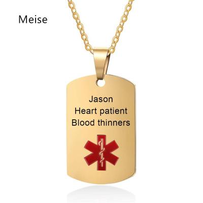 China OTHER Yiwu Coqi LMY204 Engraved Medical Rescue Alert Stainless Steel Medical Necklace for sale