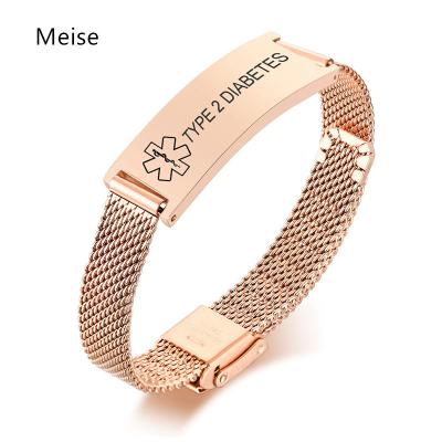 China Other Yiwu Coqi LMY212 Engraving Mesh Emergency Medical Stainless Steel Adjustable Medical Wristband for sale