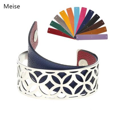 China Yiwu Coqi Other Stainless Steel Women's DIY Cuff Bracelet Jewelry Interchangeable Leather Cuff Bracelet for sale