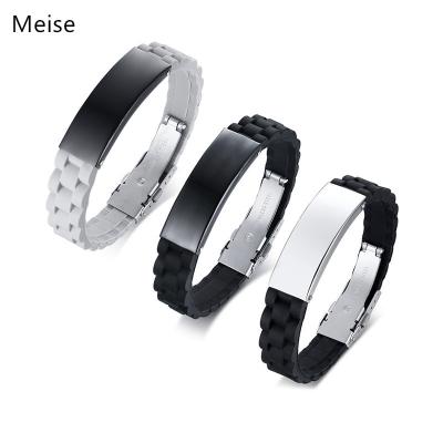 China The OTHER Yiwu Coqi AN0603 Stainless Steel Brand Curved Silicone Blank Bracelet for sale