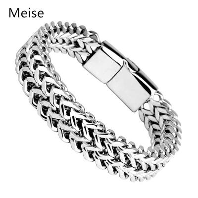 China Hip Hop Yiwu Coqi XX0374 Stainless Steel Double Row Braided Positive And Negative Keel Magnet Buckle Bracelet for sale