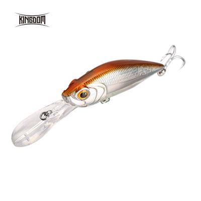 China Hot Selling ABS Plastic Kingdom Fishing Lures Wobblers Artificial Hard Bait Hanging Minnow Fitted High Carbon Hook Fishing Lure Two for sale