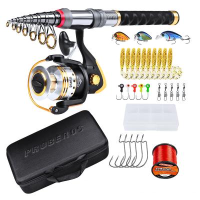 China Telescopic Fishing Rod And Spinning Line Lure Hot Selling Combo Reel Carbon Fiber Fishing Rod Set Package Fish Kit For Beginners for sale