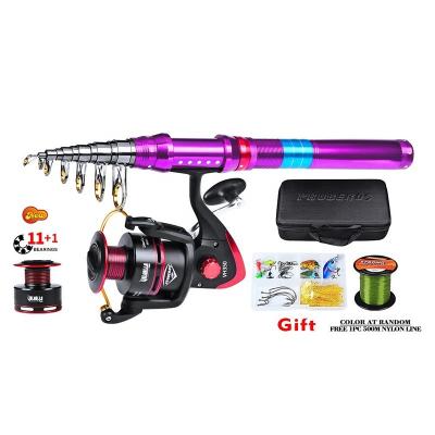 China Whole Set Portable Carbon Fiber Fishing Tackle Telescopic Line Lure Kit Fishing Rod Reel Carry Bag Fish Combo Set for sale