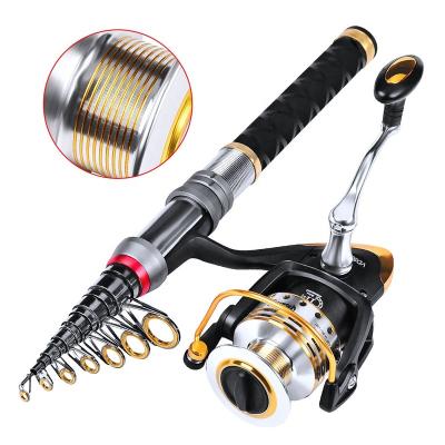 China High Carbon Ultralight Portable Telescopic 1.5m-3.6m Rod Spinning Reel Combo Fishing Lure Carbon Fiber Fishing Line Whole Set In Stock for sale