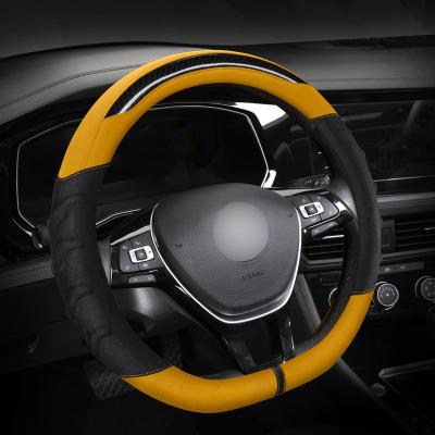 China Silicone Non-slip Breathable Car Cover Handlebar Carbon Fiber Car Steering Wheel Cover for sale