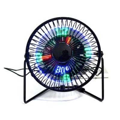 China - 4 Inch Small USB Powered Mini Desk Fan Flashing HJ-4UFL Clock and Mini Desk Fan 5V Display Temperature Mini USB Desktop Fan for sale