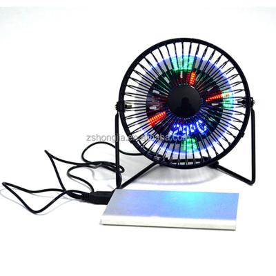 China - 6 Inch Small USB Powered Mini Desk Fan Flashing HJ-6UFL Clock and Mini Desk Fan 5V Display Temperature Mini USB Desktop Fan for sale