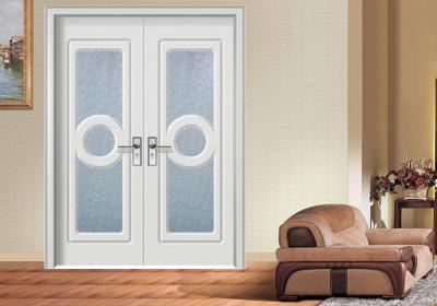 China Double Glass MDF Board Doors , Office BuildingPVC Coated MDF Interior Doors for sale