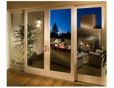 China Glass Wooden Sliding Doors Full Set Four Leaf White Painted for Living Room for sale