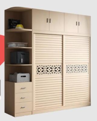 China Integrated Wooden Wardrobe Closet Fashion With Wood - Plastic Moving Door for sale