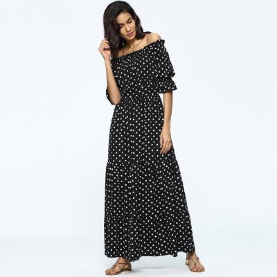 China Maxnegio women's summer Midi dress boho anti-static classic black and white polka dot dress for sale