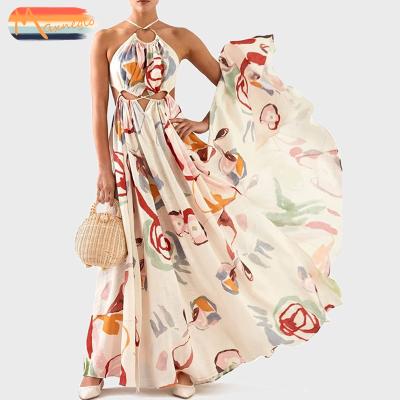 China Maxnegio Breathable Maxi Dresses Women Dress 2021 Printing Maxi Dress for sale