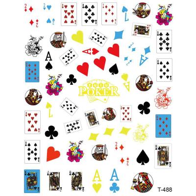 China Easy Apply 3D Poker Designer Nail Stickers Playing Cards Nail Art Sticker Decals for sale