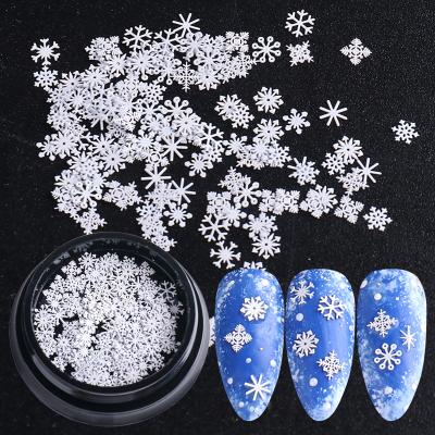 China Easy Apply Christmas Hot Selling Nails Mix Design White Snowflakes 3D Nail Art Decorations Glitter Sequin Christmas Nail Charms for sale