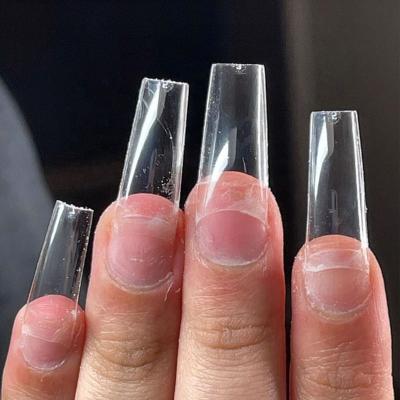 China Easy Apply Nail Tips 500pcs Clear Nail Tips Long Cover French Half Square False Acrylic Nail Tips for sale