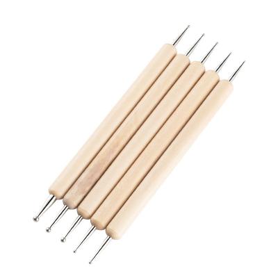 China Easy Apply 5pcs/Set Nail Art Dotting Pen Brush Wooden Painting Nail Polish UV Gel Dot Pen for sale