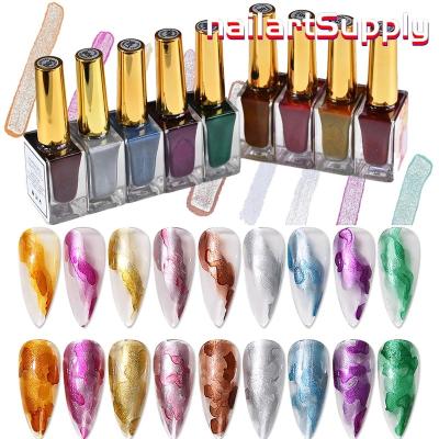 China Easy Apply Blooming Nail Art Design Glitter Effect Nail Polish 15ml Metal Watercolor Nail Gel Polish for sale