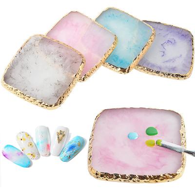 China Easy Apply Polish Nail Art Color UV Gel Palette Display Palette Natural Square Resin Agate Nail Palette for sale