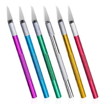 China Easy Apply Acrylic Knife 5 Blades Stainless Steel Powder Remover Nail Hot Selling Colorful Carving Engraving Cutter for sale