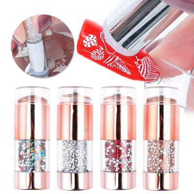 China Easy Apply Double Silicone Clear Nail Stamping Rhinestones Form DIY Nail Stamping Plates for sale