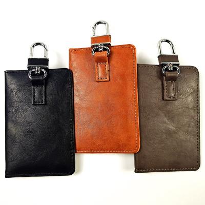 China Business Leather PU RFID Blocking Key Bag Signal Blocking Protector Car Key Pocket for sale