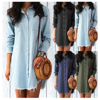 China Anti-pilling wholesale high quality women denim shirts for ladies for sale