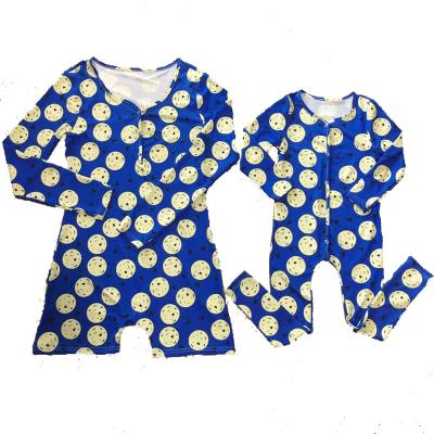 China Mommy and Me Biscuit Printed Overalls Sleeve Loungewear Sleepwear QUICK DRY Rompers Family Long Outfits Onesie for sale