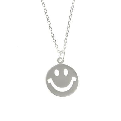 China Licai New Fashion Trendy Coin Necklace S925 Sterling Silver Made Hollow Design Smile Face Charm Pendant Necklace for sale