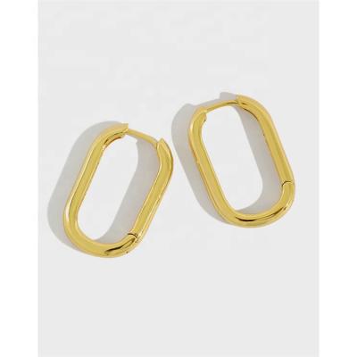 China Qicai Simple Trendy Design 925 Sterling Silver Big Hoop Huggie Earrings for sale