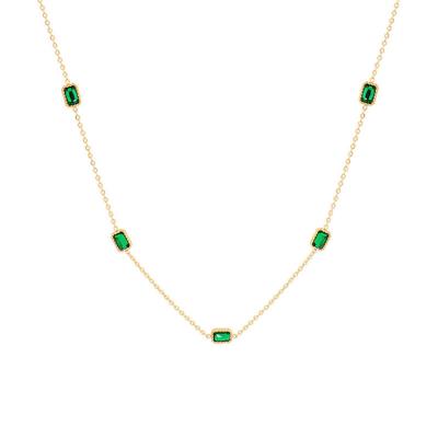 China Qicai FASHIONABLE Tasty Chain Necklace Design Jewelry 18k Gold Plated Emerald Green Women Pendant Choker Necklace For for sale