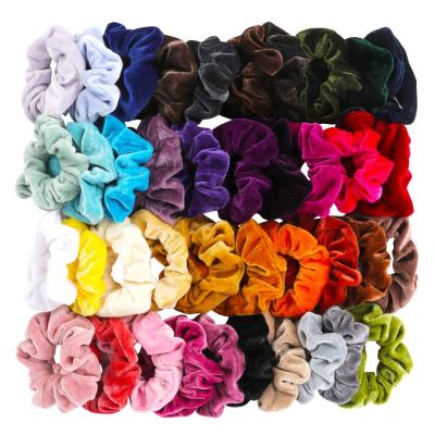 China Fashion Comfortable Soft Wholesale Scrunchies Soft Velvet Hair Bands Premium Velvet Scrunchies Sets for sale