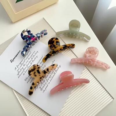 China LC 2022 Anti-allergy Wholesale Korean Fashion Hair Accessories Tortoise Acrylic Shell Acetate Large Hair Claw Clips Large for sale