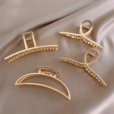 China Hair Salon Fashion Metal Hair Claw Alloy Jaw Clips Non Slip Hair Clamps For Women Thin Hair for sale