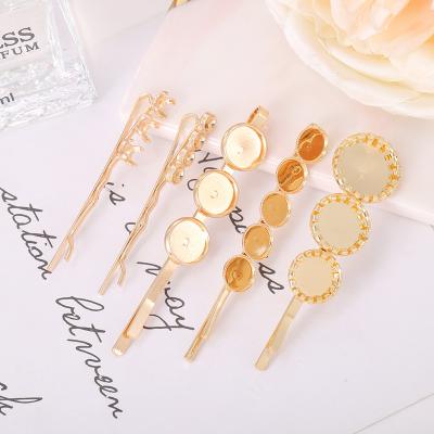 China Boutique Korea Simple Metal Hairpins For Women Hair Accessories Gold Plated Metal Hair Clips for sale