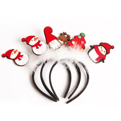 China Amazon Christmas Hairball Cozy Soft Warm Warm Headband with Bell for Women Kids Elk Snowman Decoration Headband Cute Hair Accessories for sale