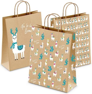 China Custom Christmas Party Kraft Paper Bag Small Disposable Gift Paper Bags Lovely With Handle for sale