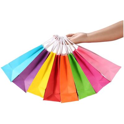 China Disposable Colorful Festival Jewelry Bags Wedding Birthday Party Small Kraft Paper Gift Bags for sale