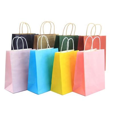 China Disposable Recycle Material High Quality Multicolor Kraft Paper Gift Shopping Bag For Parties Goods for sale