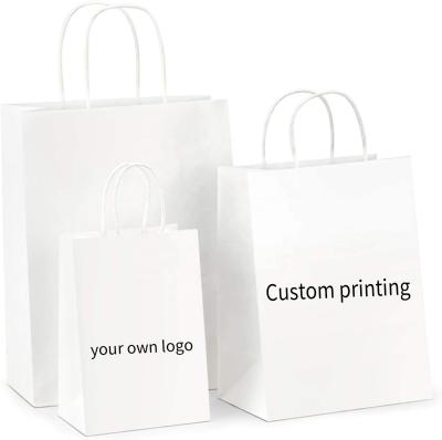 China Disposable Custom Logo Printed White Gray Dark Blue Pink Kraft Paper Shopping Bags Retail for sale