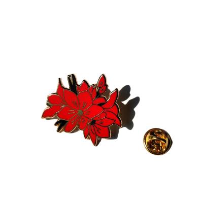 China Europe Hard Enamel Process Flower Pins Metal Lapel Pins Gold Plated Customized Lapel Pins for sale