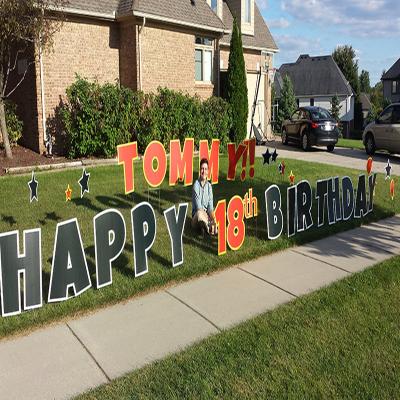 China Announcing Happy Birthday Letters Yard Sign With Stakes Lawn Sign for sale