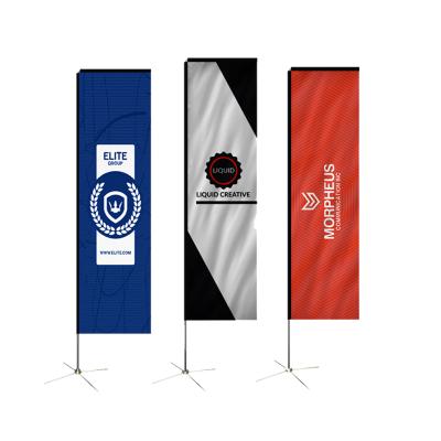 China Custom Outdoor Advertising Rectangle Beach Flag 4.5m Polyester Wind Flying Rectangle Waterproof Promotional Flag for sale