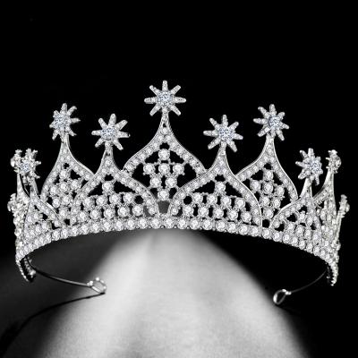 China Meiudo Europe Ladies' Hair Decoration and USA Pageant Large Rhinestone Zircon Bridal Crown and Tiara for sale