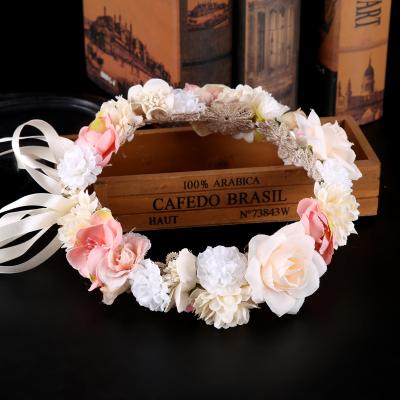 China Meiduo Soft Colorful Flower Headband For Party Wedding Bridal Flower Silk Hair Wreaths Girls Accessories for sale