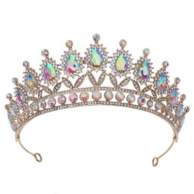 China Rhinestone Crystal Crown Tiara Baroque Pageant Hair Tiara Meiduo Crowns New Bride Wedding Bridal Hair Accessories Large for sale