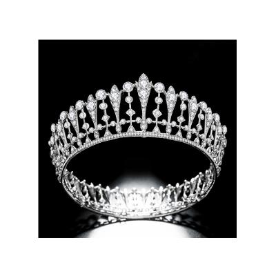 China Round Tiara Meiduo Wholesale Handmade Fancy Bride Hair Accessories Full Shining Rhinestone Princess Crown Bridal Wedding Crown for sale