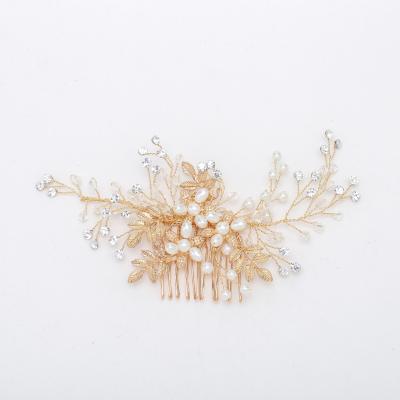 China Wedding Hair Accessorize Meiduo Wholesale Handmade Gold Chinese Wedding Flowers Bridal Hair Comb Headpiece Hair Accessories for sale