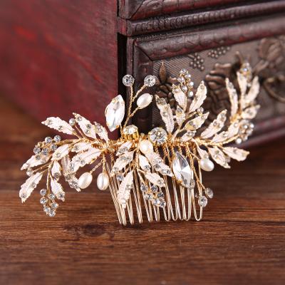 China Tiara Meiduo Elegant Crystal Princess Gold Foil Hair Comb Bridal Women Head Accessories Bride Hair Accessories Wedding Combs for sale