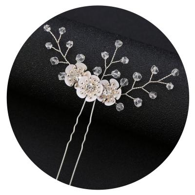 China Fashion Meiduo Jewelry Handmade Rhinestone Hair Pins Wedding Accessories Gold Alloy Flower Bridal Hair Clip Small for sale